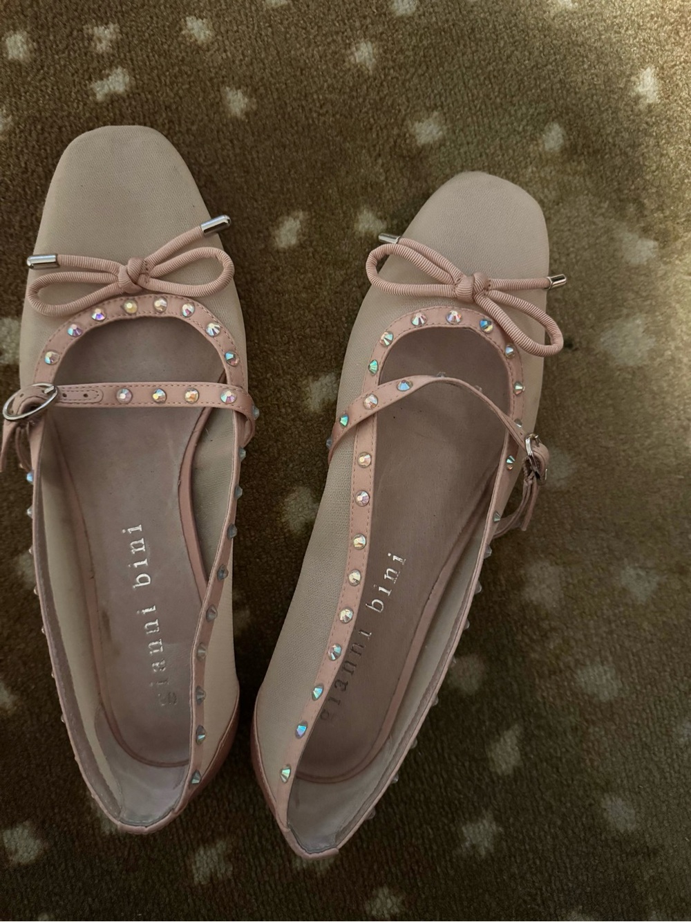 Gianni Bini Blush Pink Rhinestone Bow Ballet Flats